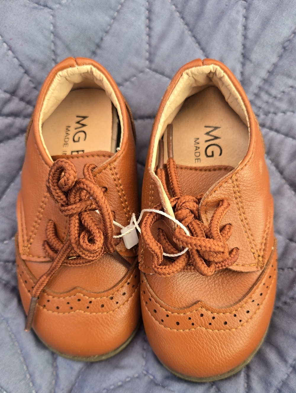 Newborn - 6mo Tan Oxford Lace-Up Dress Shoes - NEW